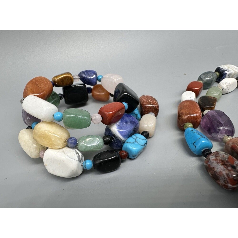 Mine Finds Jay King Gemstone Necklace & Bracelet Set Sodalite Amethyst Agate - Picture 3 of 4